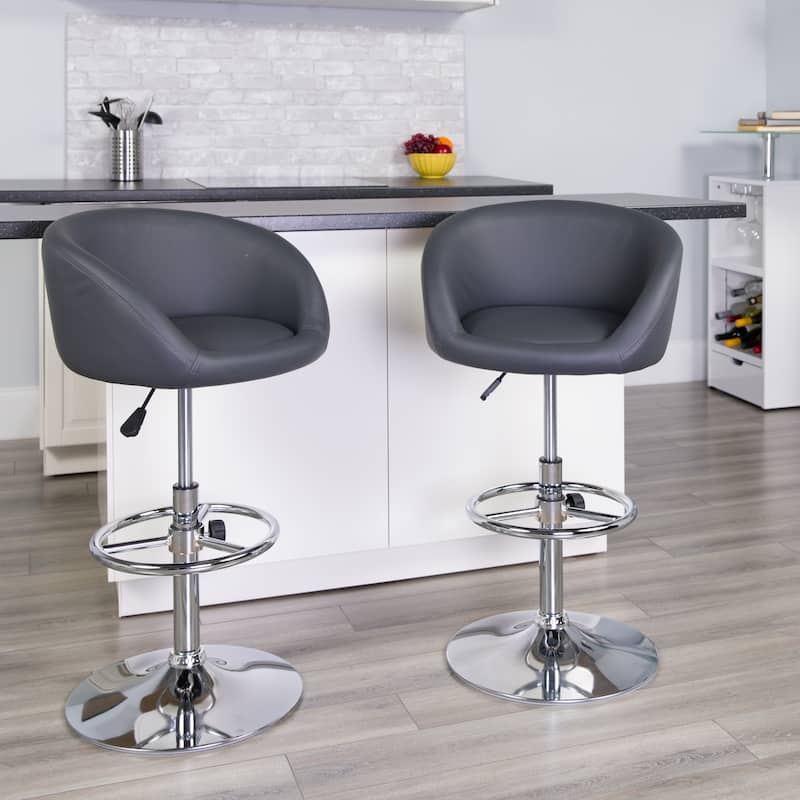 Contemporary Adjustable Height Barstool - 21"W x 18.5"D x 32.5" - 41"H