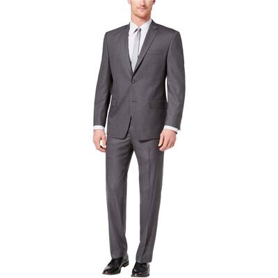 Marc Anthony Mens Stretch Two Button Blazer Jacket, Grey, 48 Long
