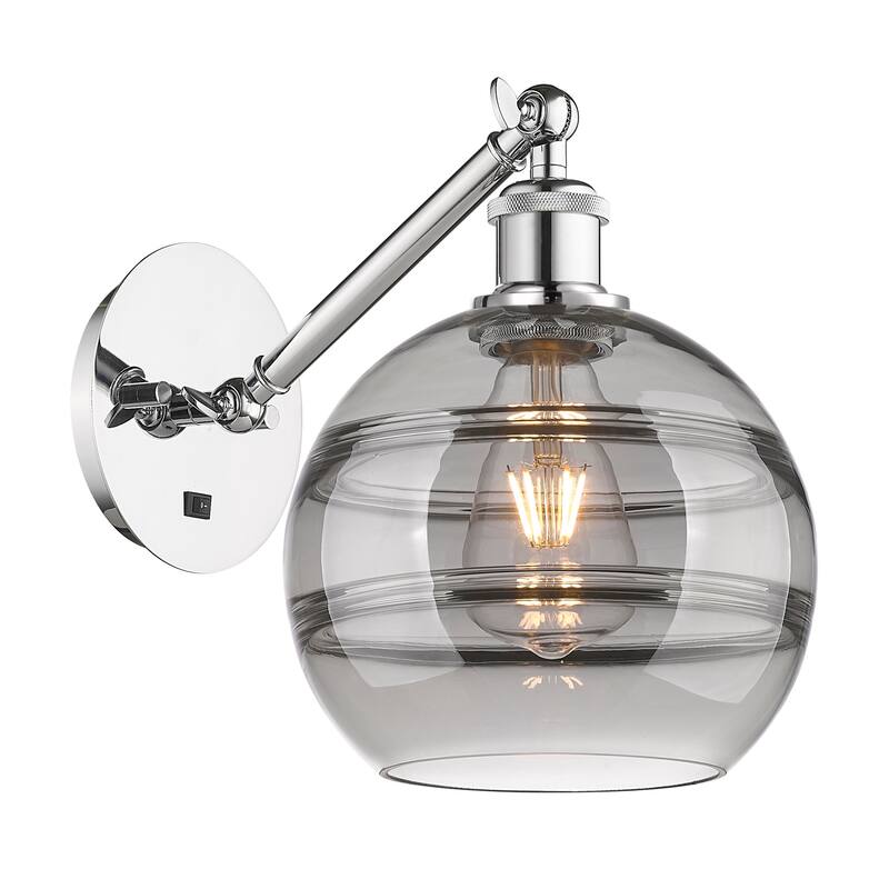 Innovations Lighting 317-1W-10-8 Rochester Sconce Rochester 10" Tall - Polished Chrome / Smoked