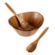 preview thumbnail 2 of 6, Gibson Home Sherwood Salad Bowl With Matching Serving Spoon & Fork