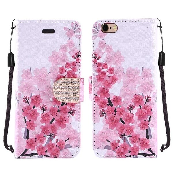 Insten Pink/ White Cherry Blossom Hard PC/ Silicone Dual Layer Hybrid Case with Stand For Apple iPhone 6 Plus/ 6s Plus