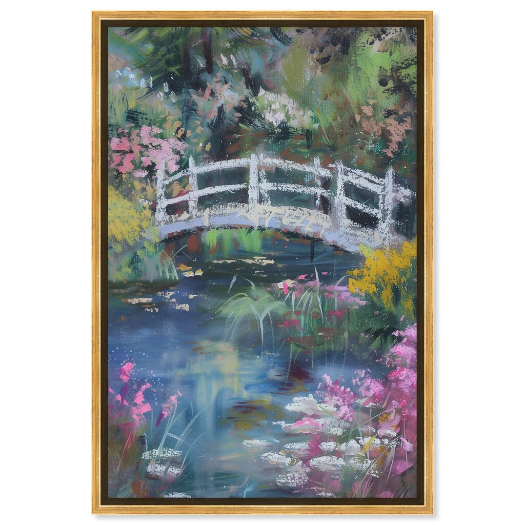 Art Remedy Hidden Garden Framed Impressionism 1 Piece Canvas Wall Art /Monet And Van Gogh Inspired Art