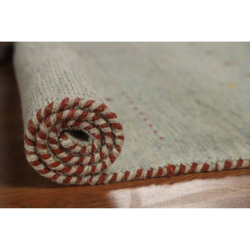 Hand Knotted Oriental 100% Wool Carpet Tribal Animal Pictorial Green Gabbeh Area Rug - 4' 11'' X 3' 0''