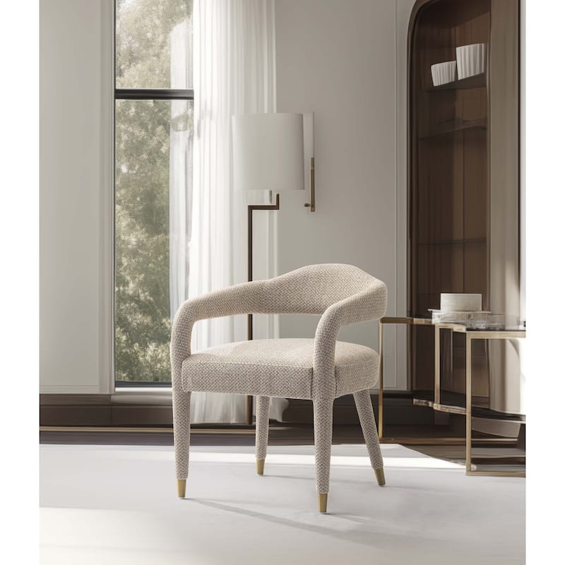 Manhattan Comfort Modern Aspen Tweed Dining Armchair - Gold - Single