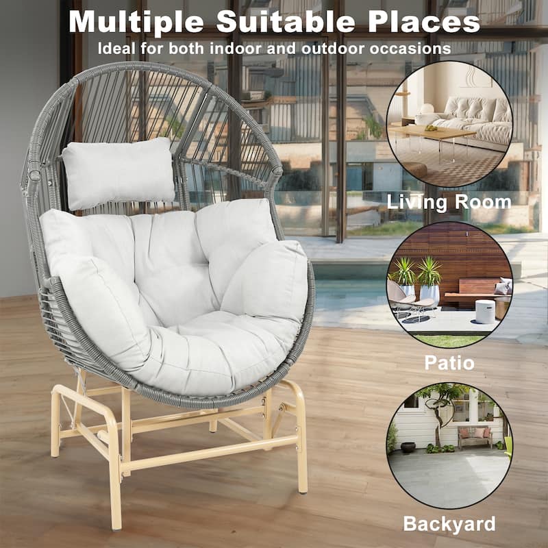 Gymojoy Outdoor Oversized Egg Basket Rocking Chair