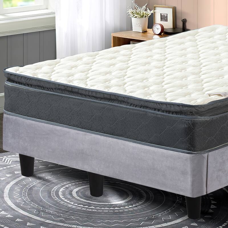 Onetan Mattress and Platfrom Bed Set, 10-Inch Memory Foam Medium Pillow Top Hybrid Mattress and 13" Wood Premium Platform Bed