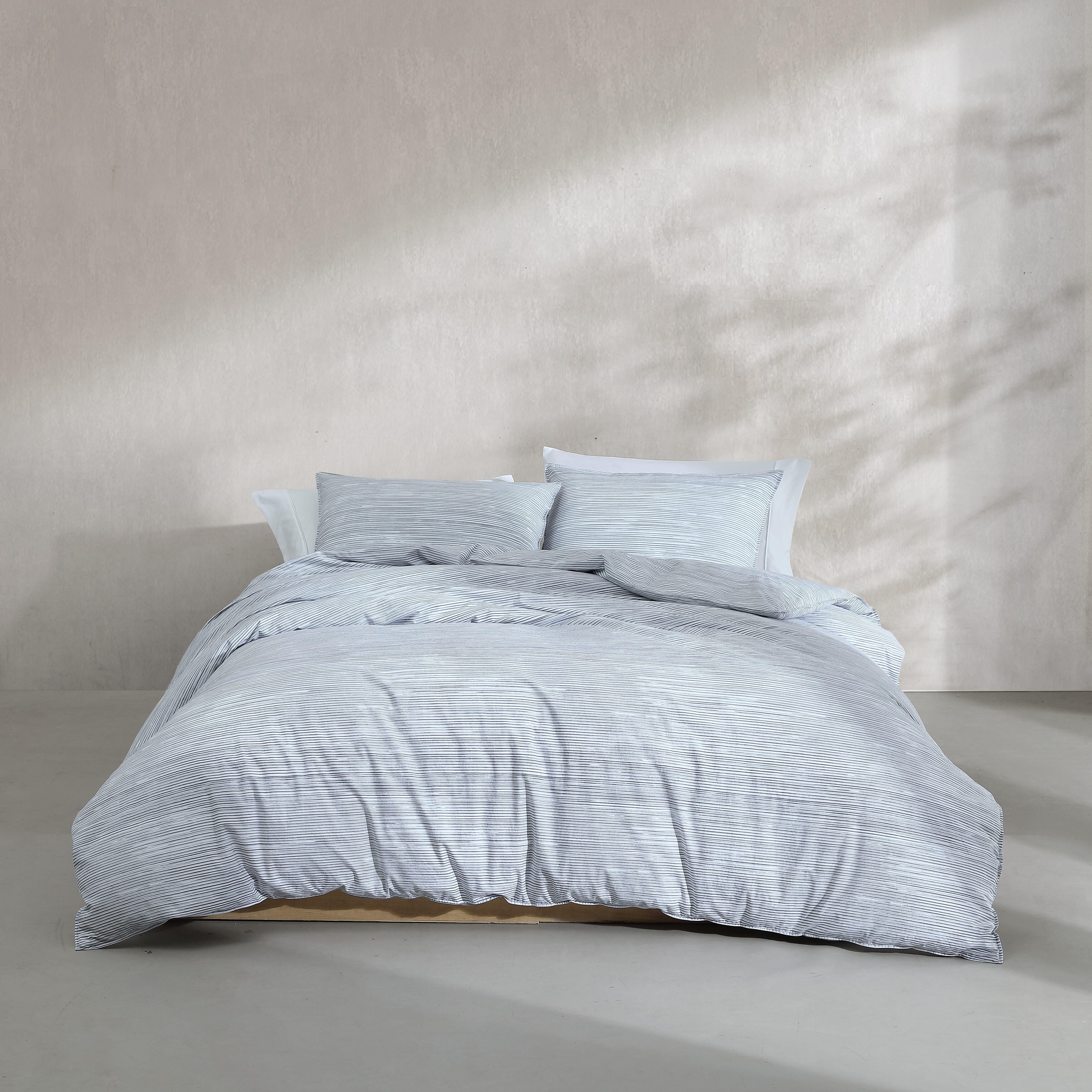 Calvin Klein Wavy Stripe Cotton Blue Reversible Comforter Set