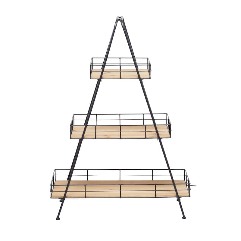 Brown Wood Indoor Outdoor 3 Tier Plantstand - 28"L x 16"W x 40"H