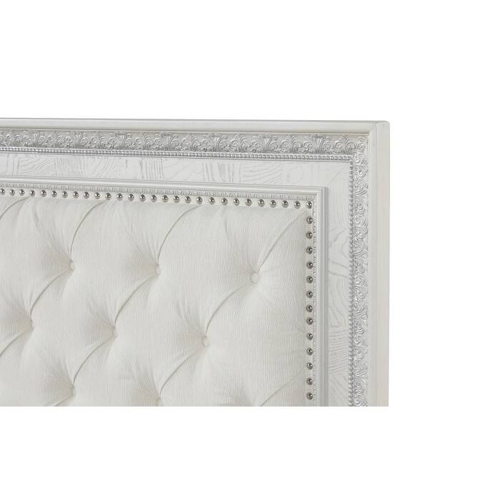 Royal Creamy White Finish 1PC Upholstered Bed