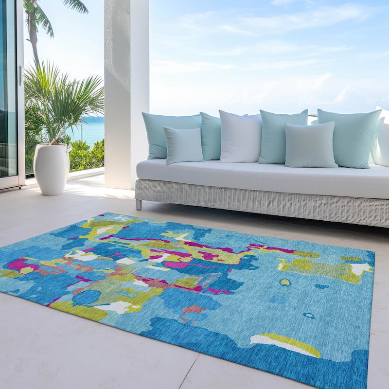 Machine Washable Indoor/ Outdoor Abstract Glam Chantille Rug
