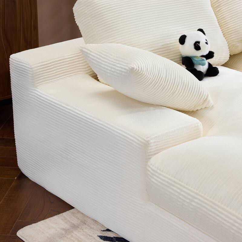 Modern Chaise Lounge Sofa, Recliner Sofa with Fluffy Pillows, Upholstered Sleeper Sofa Chair Sofa Bed for Living Room