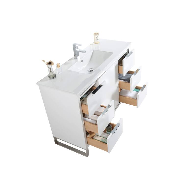 Fine Fixtures Opulence Collection Bathroom Vanity with White Ceramic Sink