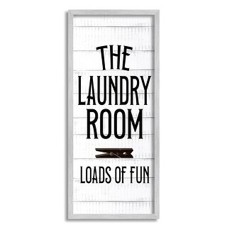 Stupell Loads of Fun Laundry Room Rustic Clothespin Design Framed Wall ...