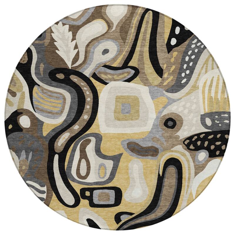 Machine Washable Indoor/ Outdoor Modern Picasy Chantille Rug