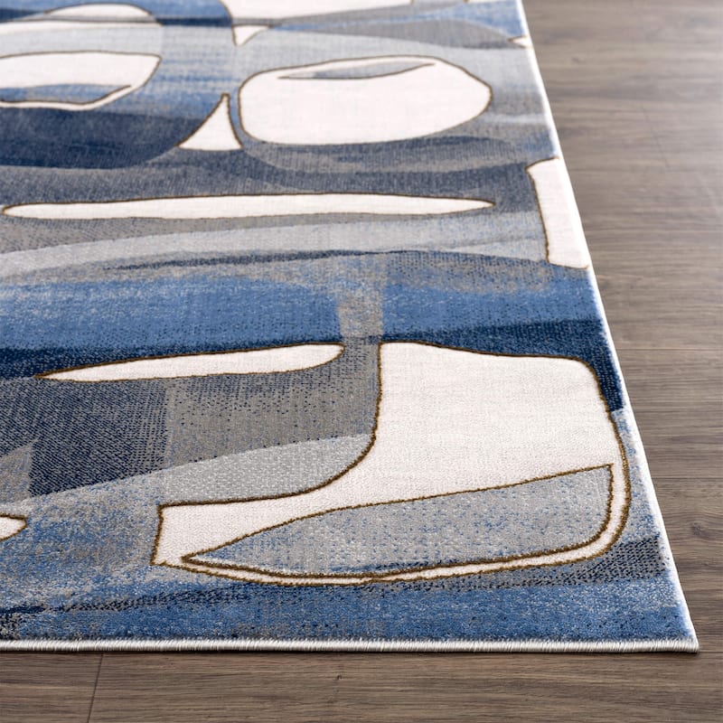 Abani Rugs Regal REG130A Blue Grey Asymmetric Circles Area Rug