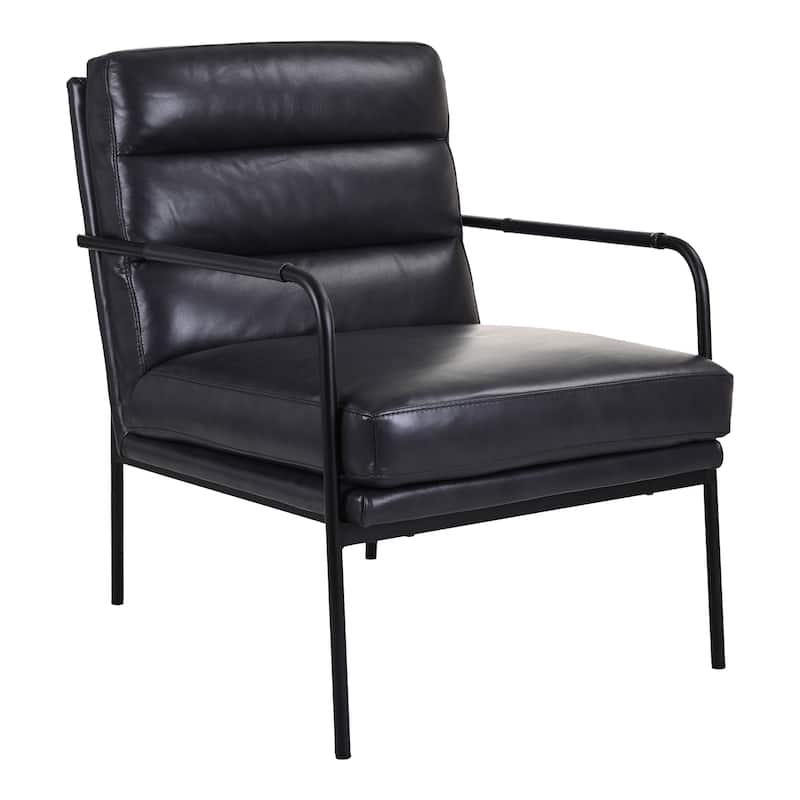 Aurelle Home Rustic Leather and Iron Accent Chair