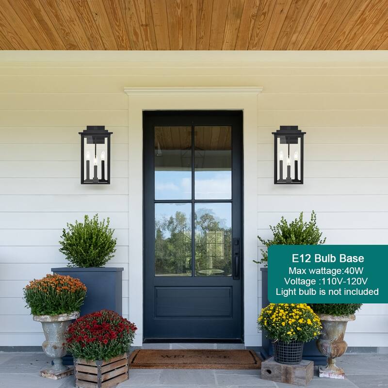 Outdoor Light Fixutre Farmhouse Wall Lantern Sconce with Clear Glass