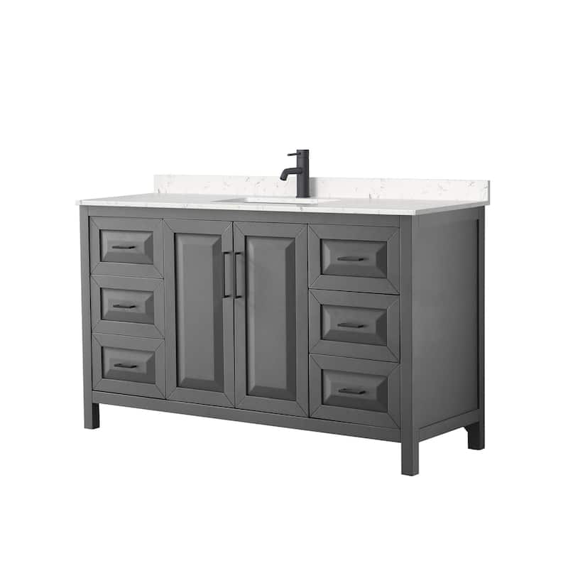 Wyndham Collection Daria 60" Free Standing Single Basin Vanity Set - Dark Gray / Carrara Cultured Marble Top / Matte