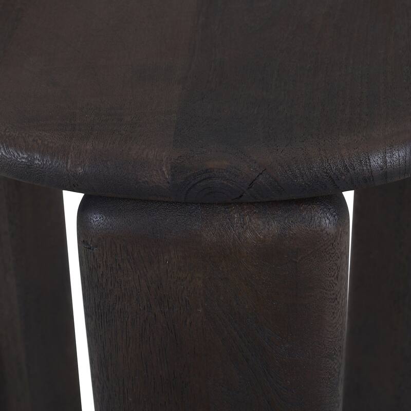 Mid-Century Modern Solid Mango Wood Round Accent Table - Mocha