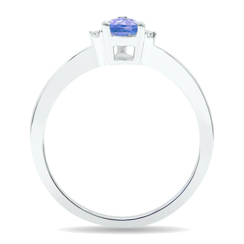 Women's Tanzanite and Diamond Classic Band in 10K White Gold