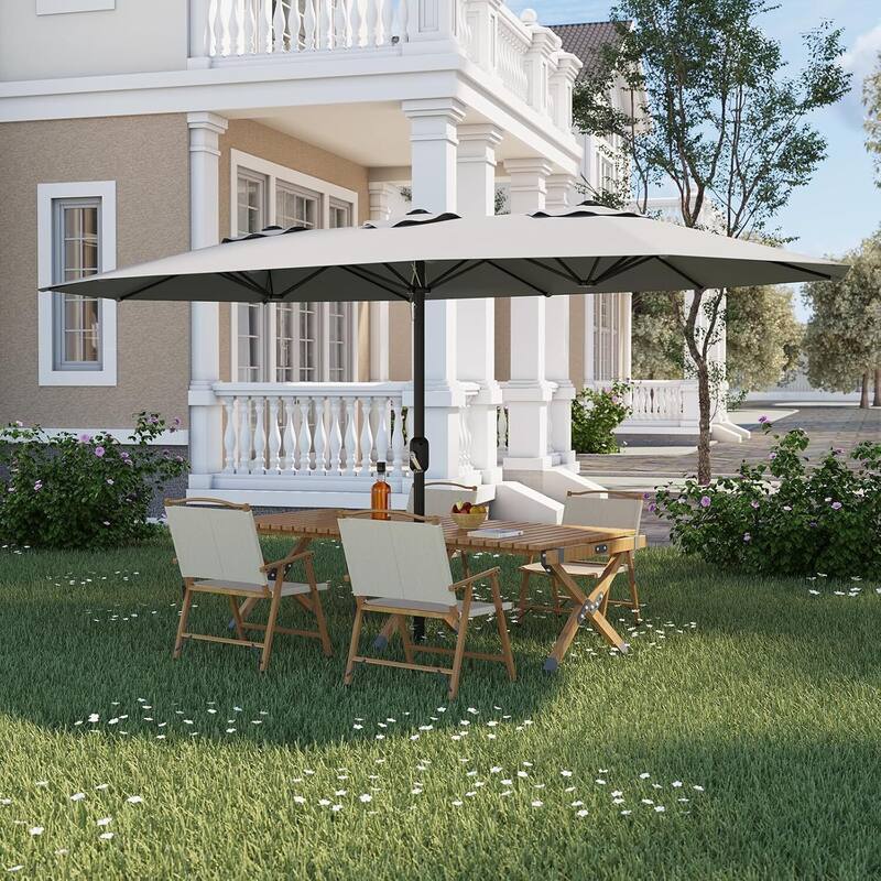 13FT Double-Sided Patio Umbrella for Deck, Pool, Garden, Backyard - Grey