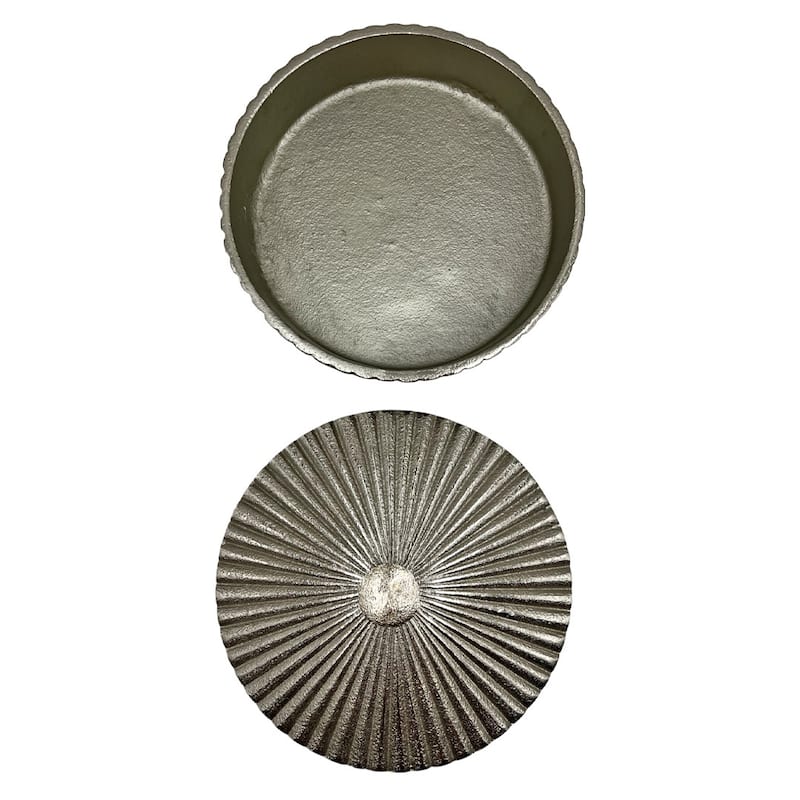 8 Inch Wide Decorative Handmade Aluminum Round Bowl with Cap - 8 x 8 x 3 in