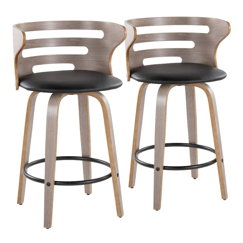 Carson Carrington Cranagh 26" Fixed-Height Counter Stool with Bent Wood Legs (Set of 2)