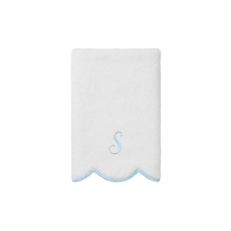 Authentic Hotel and Spa 100% Turkish Cotton Blue ADORNIA Scallop Personalized 3 Piece Towel Set - 3 Piece Set