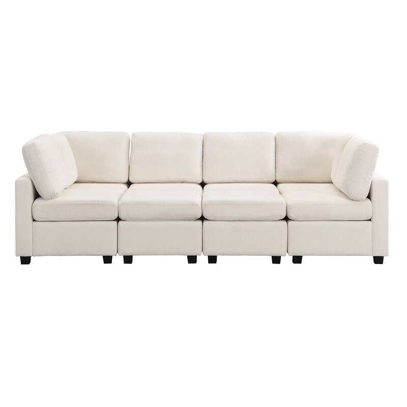 Living Room Chenille U-shaped Sectional Sofa, Pull out Sofa Bed with 2 USB Ports, 3 Back Pillows and Storage Chaise