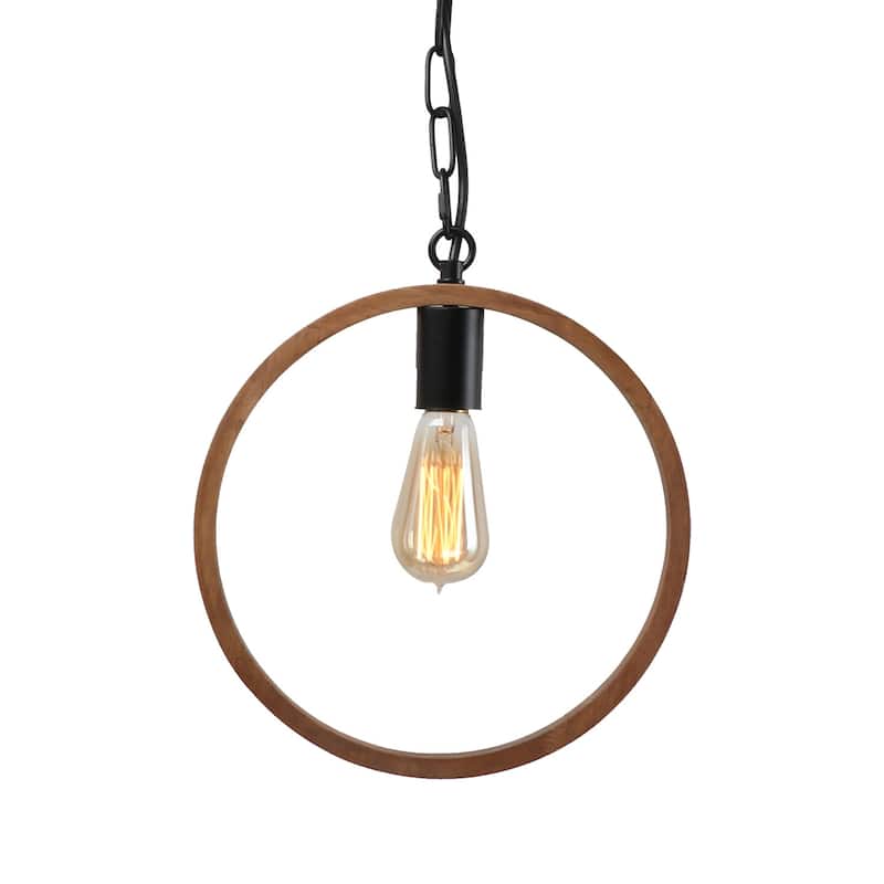 Anmytek Farmhouse 1-Light Orb Wood Island Pendant Lights for Dining Room Foyer