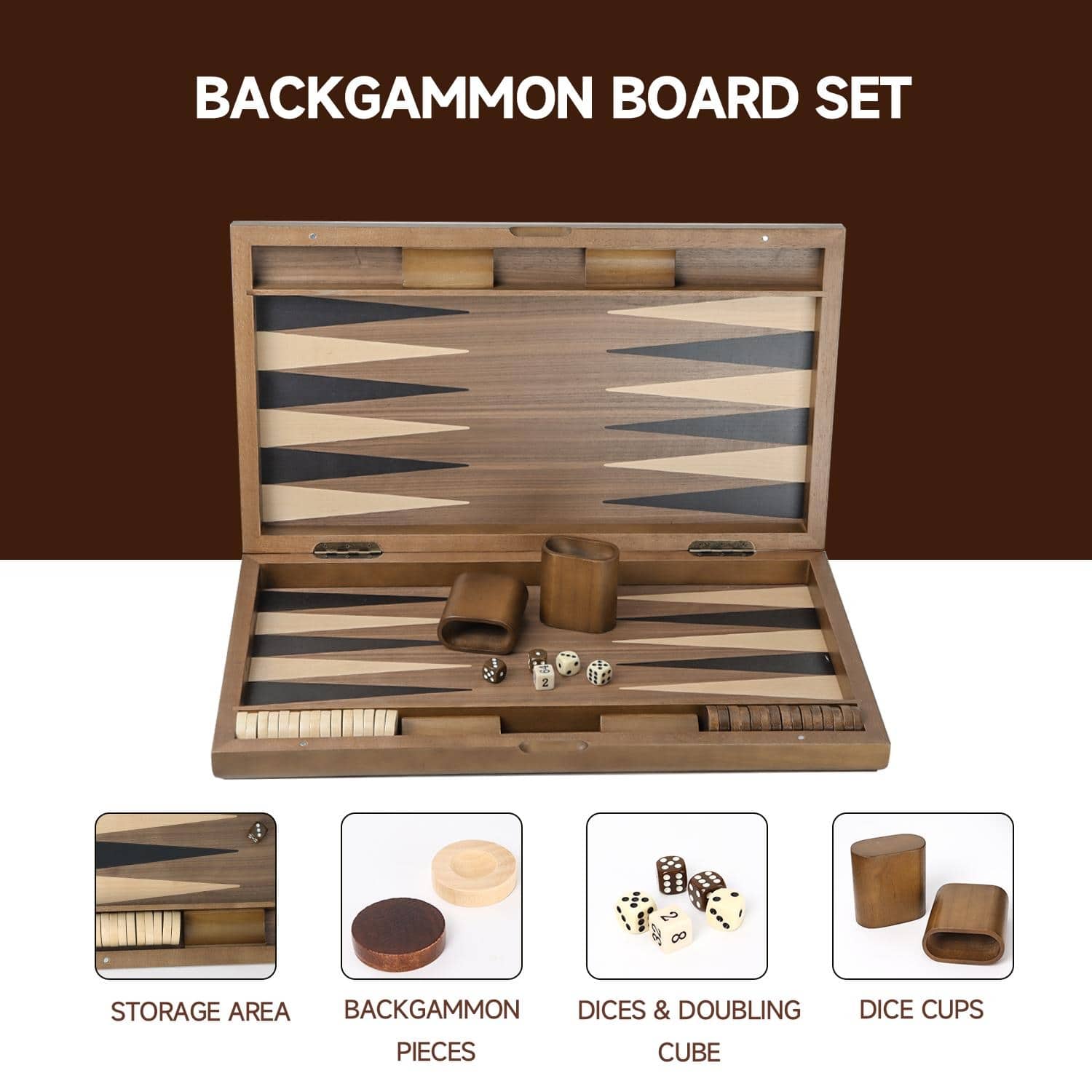 LPG Wooden Folding Backgammon Case 45cm - Toys And Collectibles - EB
