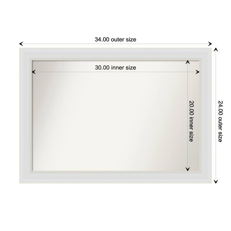Flair Soft White Narrow Framed Non-Beveled Custom Wall Mirror, Bathroom Vanity Mirror - Outer Size: 34 x 24