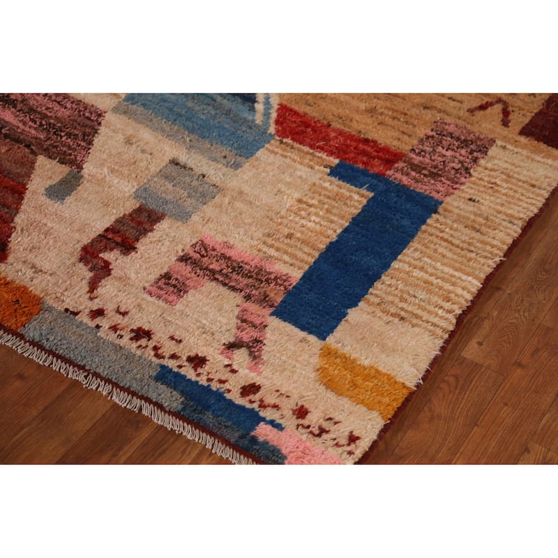 Geometric Moroccan Oriental Area Rug Handmade Modern Wool Carpet - 6'8" x 9'8"
