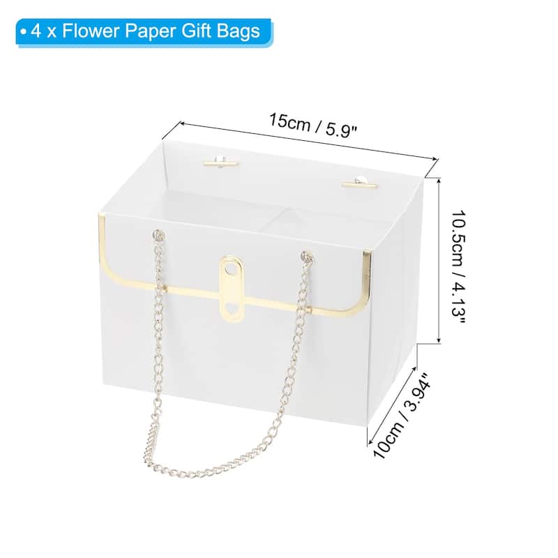 6x4x4Inch Flower Paper Gift Bag 4PCS Box Storage Florist Supplies Wrap - White