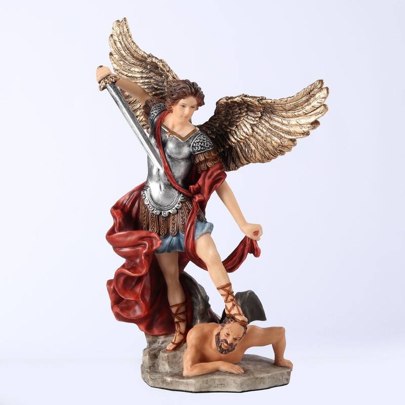 6.3 inches Height Polyresin Archangel Saint Michael Vanquishing Demon Multicolor Finish Figurine