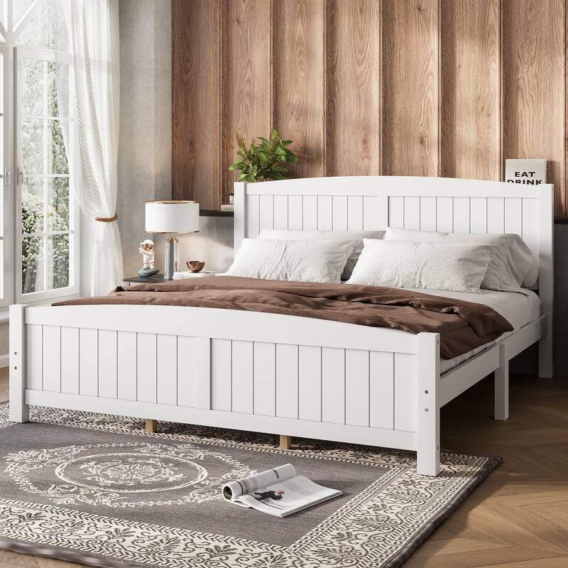 King Size Platform Bed, Solid Wood Platform Bed with Support Slats and Strong Structure, No Box Spring Needed