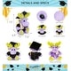 preview thumbnail 2 of 4, DolliBu Sitting Purple Moose Graduation Plush Toy with Gown and Cap - 12 inches