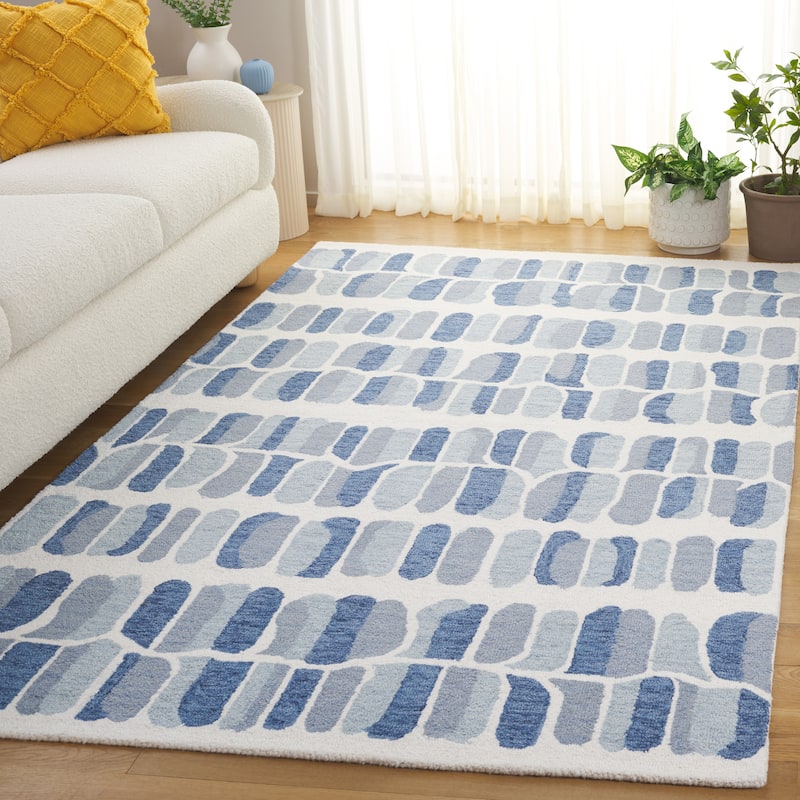 SAFAVIEH Handmade Metro Arantza Wool Rug - Blue/Ivory - 6' Square