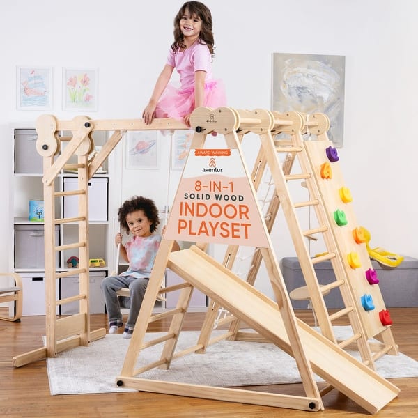 slide 2 of 8, Chestnut - 8-in-1 Jungle Gym for Toddlers - Natural Natural