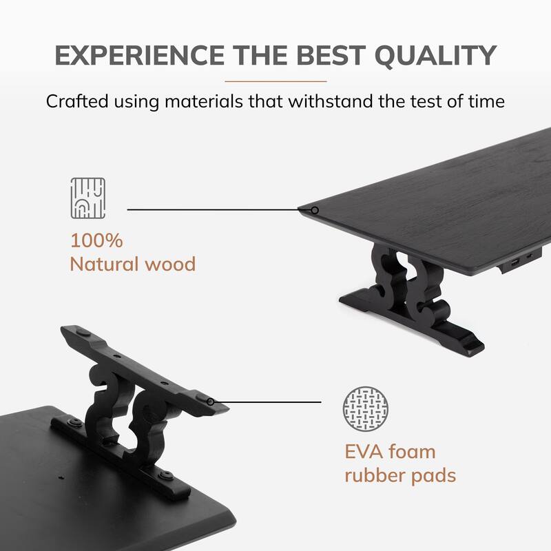 Jani Wood Monitor Stand Riser Desk - Ergonomic Design Stand, Desktop Organizer Table for Home, Office Workspace, Gaming Desk