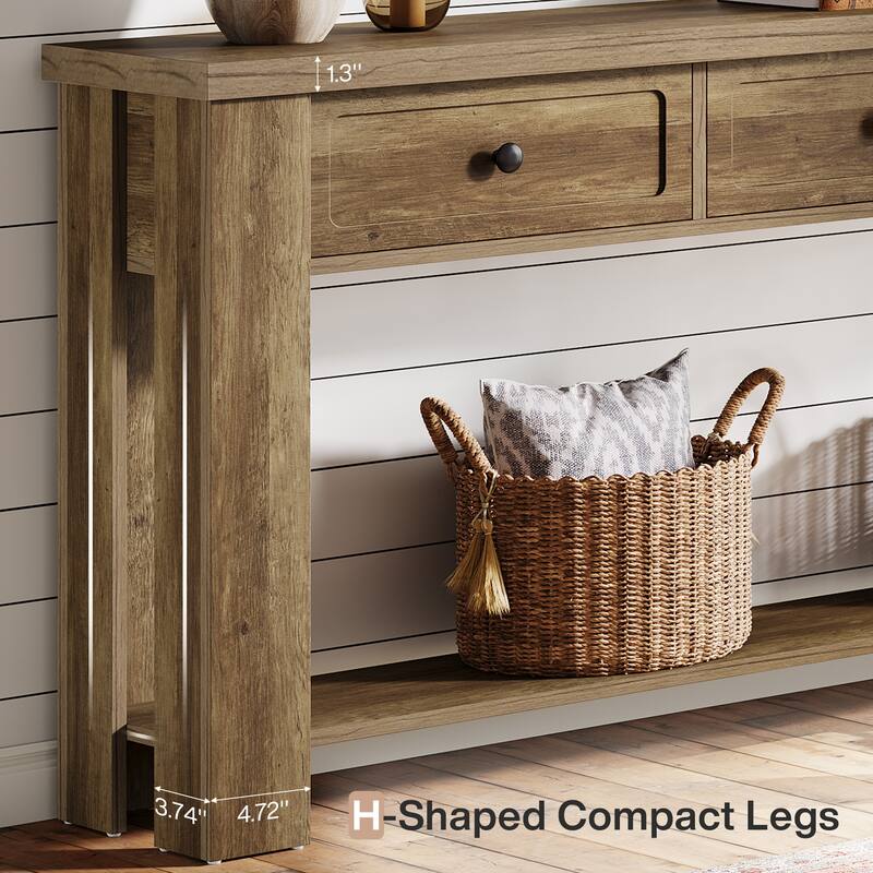 70.9 Inch Long Console Table with 3 Drawers and Storage Shelves, Farmhouse Rectangular Sofa Table Behind the Couch