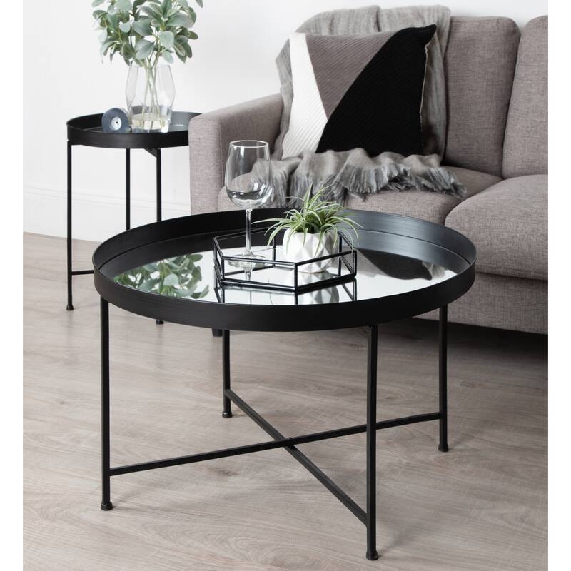 Kate and Laurel Celia Round Metal Coffee Table - 28.25x28.25x19