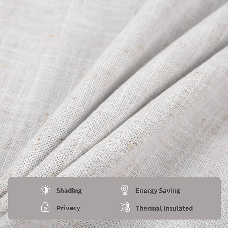DriftAway Blackout Linen Textured Solid Basic Room Darkening Thermal Insulated Tie Up