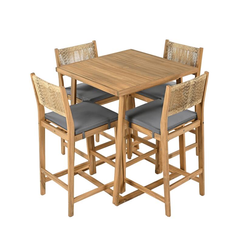 Christopher Knight Home - Hudson 5-Piece Acacia Wood Outdoor Bar Set