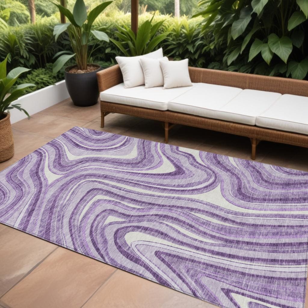 HomeRoots Abstract Transitional Rectangle Outdoor Rug