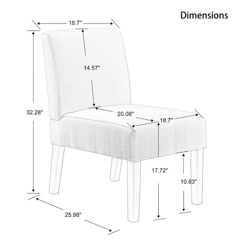 Modern Fabric Armless Chair Set of 2 with Round Wooden Table