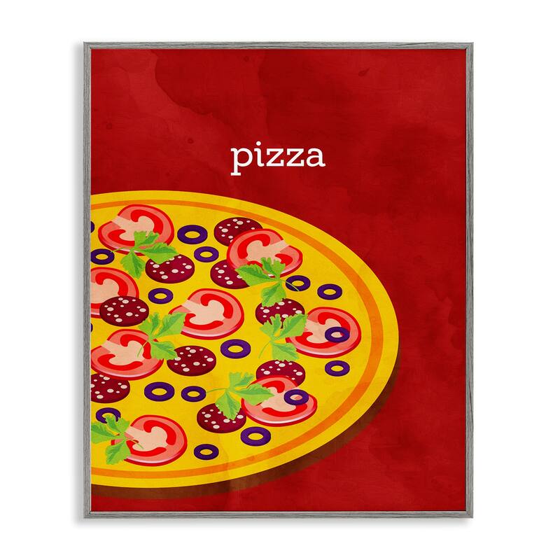 Stupell Tasty Savory Pizza Framed Giclee Art Design By Kim Allen - 11 x 14 - Grey