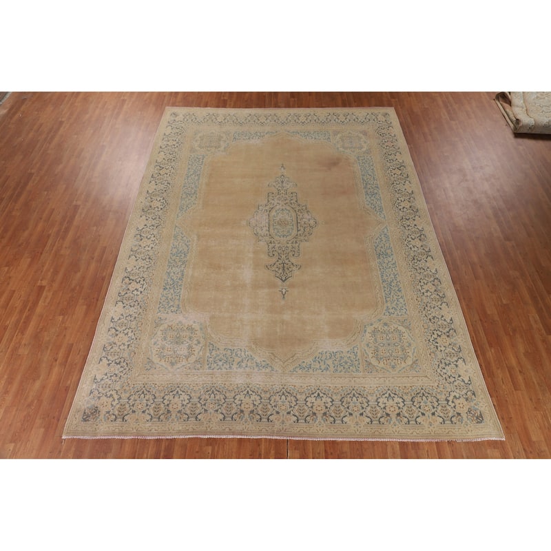 Kerman Persian Vintage Area Rug Hand-Knotted Wool Carpet - 9'10" x 13'3"