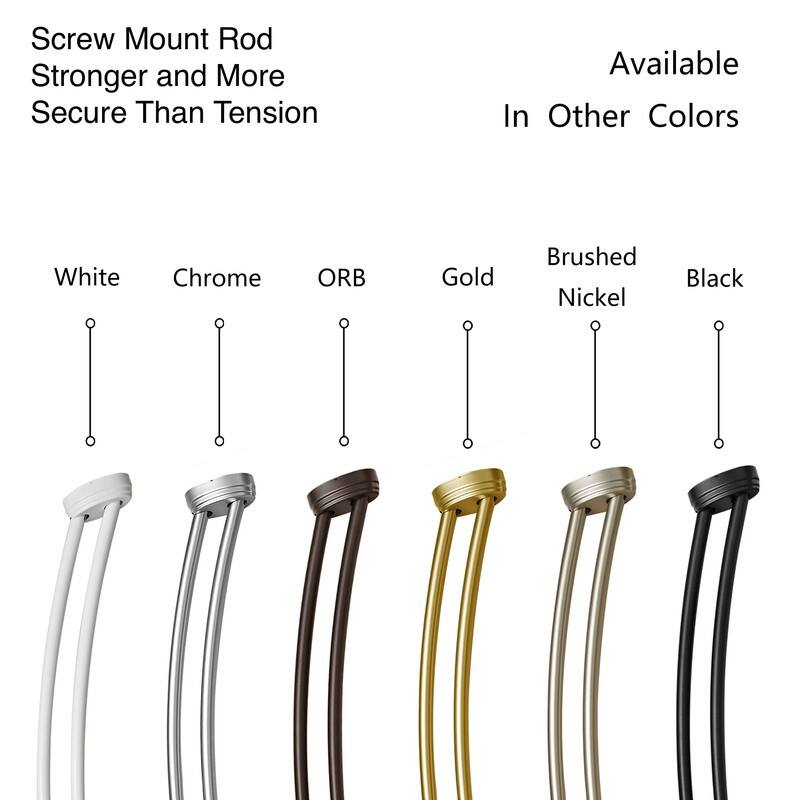 Utopia Alley Rustproof Wall Mounted Aluminum Double Curved Shower Curtain Rod, Screw Mount Rod, Adjustable Rod from 45" to 72"