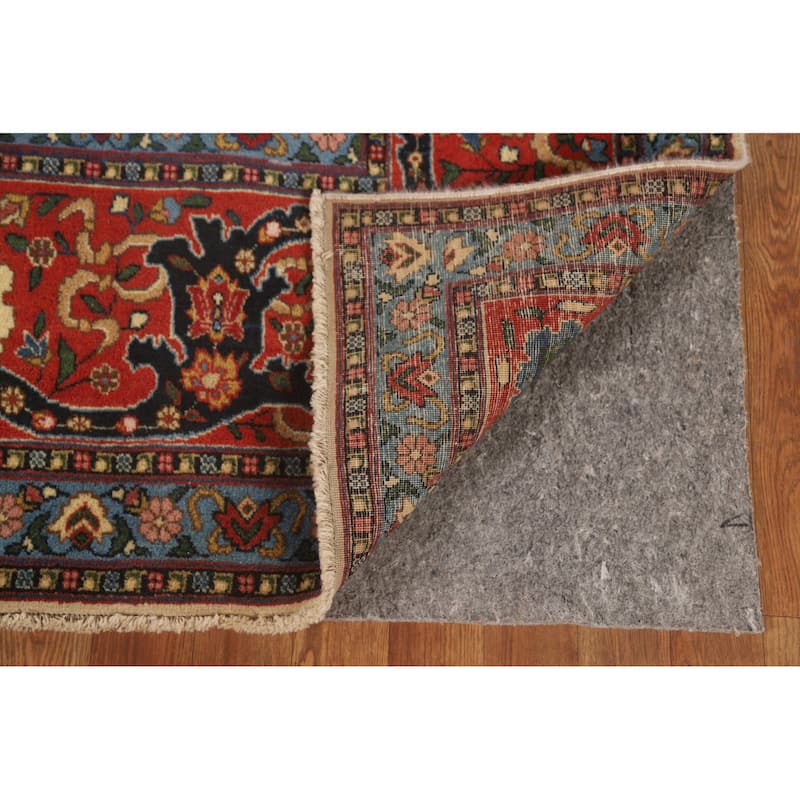 Signed Tabriz Persian Antique Area Rug Handmade Wool Carpet - 9'0" x 12'10"